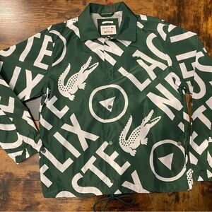LACOSTE X NETFLIX Printed POLO Jacket Unisex Green & White, S M L XL